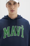 Mavi Pamuklu Oversize Fit Kapüşonlu Logolu Erkek Sweat 067149-29743 LACİVERT