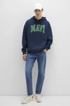 Mavi Pamuklu Oversize Fit Kapüşonlu Logolu Erkek Sweat 067149-29743 LACİVERT