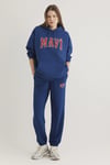 Mavi Pamuklu Oversize Kapüşonlu Kanguru Cepli Bayan Sweat 1600361-82625 KOYU MAVİ