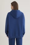 Mavi Pamuklu Oversize Kapüşonlu Kanguru Cepli Bayan Sweat 1600361-82625 KOYU MAVİ