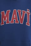 Mavi Pamuklu Oversize Kapüşonlu Kanguru Cepli Bayan Sweat 1600361-82625 KOYU MAVİ