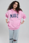 Mavi Pamuklu Oversize Kapüşonlu Kanguru Cepli Bayan Sweat 1600361-71038 PEMBE