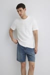 Mavi Pamuklu Regular Fit Çizgili Bisiklet Yaka Erkek T Shirt 0611409-70057 KIRIK BEYAZ