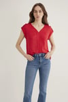 Mavi Pamuklu Regular Fit V Yaka Kadın Bluz 122504-30648 KIRMIZI