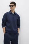 Mavi Pamuklu Regular Fit Yarım Fermuarlı Erkek Polo Yaka Sweat 0S10382-80872 LACİVERT