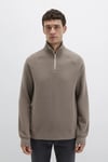 Mavi Pamuklu Regular Fit Yarım Fermuarlı Dik Yaka Erkek Sweat 0S10483-70380 VİZON