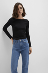 Mavi Pamuklu Slim Fit Asimetrik Yaka Bayan Sweat 1613622-900 SİYAH