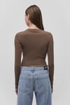 Mavi Pamuklu Slim Fit Bisiklet Yaka Crop Bayan Penye 1612822-81959 KAHVE