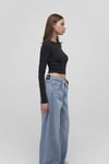 Mavi Pamuklu Slim Fit  Bisiklet Yaka Crop Bayan Penye 1612822-900 SİYAH