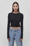 Mavi Pamuklu Slim Fit  Bisiklet Yaka Crop Bayan Penye 1612822-900 SİYAH