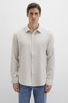 Mavi Pamuklu Slim Fit Uzun Kollu Çizgili Erkek Gömlek 0211692-90940 Bej-Krem