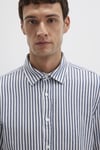 Mavi Pamuklu Slim Fit Uzun Kollu Çizgili Erkek Gömlek 0211692-90911 LACİVERT-EKRU