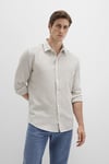 Mavi Pamuklu Slim Fit Uzun Kollu Çizgili Erkek Gömlek 0211692-90940 Bej-Krem