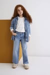 Mavi Pamuklu Wide Leg Normal Bel Geniş Paça Jeans Kız Çocuk Kot Pantolon 7010036-82083 AÇIK MAVİ