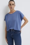 Mavi Rahat Yuvarlak Yaka Basic Kadın T Shirt 167245-70738 MAVİ