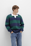 Mavi Renk Bloklu % 100 Pamuk Loose Fit Erkek Polo Yaka Sweat 0S10491-70497 LACİVERT-YEŞİL