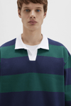 Mavi Renk Bloklu % 100 Pamuk Loose Fit Erkek Polo Yaka Sweat 0S10491-70497 LACİVERT-YEŞİL