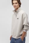 Mavi Şardonlu Pamuklu Boxy Fit Yarım Fermuarlı Dik Yaka Erkek Sweat 0S10208-70074 BEJ