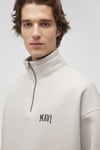 Mavi Şardonlu Pamuklu Boxy Fit Yarım Fermuarlı Dik Yaka Erkek Sweat 0S10208-70074 BEJ