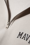 Mavi Şardonlu Pamuklu Boxy Fit Yarım Fermuarlı Dik Yaka Erkek Sweat 0S10208-70074 BEJ