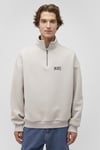 Mavi Şardonlu Pamuklu Boxy Fit Yarım Fermuarlı Dik Yaka Erkek Sweat 0S10208-70074 BEJ