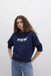 Mavi Şardonlu Pamuklu Loose Fit Kapüşonlu Bayan Sweat 168334-70488 LACİVERT