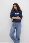 Mavi Şardonlu Pamuklu Loose Fit Kapüşonlu Bayan Sweat 168334-70488 LACİVERT