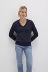 Mavi Slim Fit Pamuk ve İpek Karışımlı V Yaka Bayan Kazak 1710720-89101 KOYU LACIVERT