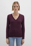Mavi Slim Fit V Yaka Örgü Desen Triko Bayan Kazak 1710340-87830 VİŞNE