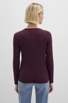 Mavi Slim Fit V Yaka Örgü Desen Triko Bayan Kazak 1710340-87830 VİŞNE