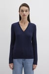 Mavi Slim Fit V Yaka Örgü Desen Triko Bayan Kazak 1710340-84371 LACİVERT