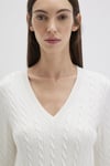 Mavi Slim Fit V Yaka Örgü Desenli Triko Bayan Kazak 1710340-70057 KREM