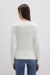 Mavi Slim Fit V Yaka Örgü Desenli Triko Bayan Kazak 1710340-70057 KREM
