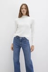 Mavi Slim Fit Yarım Balıkçı Yaka Omuz Detaylı Bayan Kazak 1710798-70057 KREM