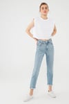 Mavi Star Pamuklu Yırtıklı Yüksek Bel Mom Jeans Kadın Kot Pantolon 101077-30503 AÇIK MAVİ