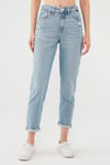 Mavi Star Pamuklu Yırtıklı Yüksek Bel Mom Jeans Kadın Kot Pantolon 101077-30503 AÇIK MAVİ