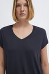 Mavi V Yaka Yumuşak Dökümlü Basic Kadın T Shirt 167714-85315 KOYU LACIVERT