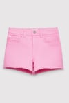 Melora Pamuklu Mom Fit Normal Bel Jean Kız Çocuk Short 7410655-86707 PEMBE