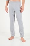 Minimal Baskılı Pamuklu Uzun Kollu Erkek Pijama Takımı 6575005 GRİ MELANJ