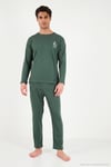 Minimal Baskılı Pamuklu Uzun Kollu Erkek Pijama Takımı 6575005 YEŞİL