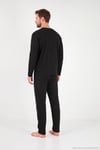 Minimal Baskılı Pamuklu Uzun Kollu Erkek Pijama Takımı 6575005 SİYAH
