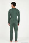 Minimal Baskılı Pamuklu Uzun Kollu Erkek Pijama Takımı 6575005 YEŞİL