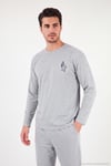 Minimal Baskılı Pamuklu Uzun Kollu Erkek Pijama Takımı 6575005 GRİ MELANJ