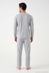 Minimal Baskılı Pamuklu Uzun Kollu Erkek Pijama Takımı 6575005 GRİ MELANJ