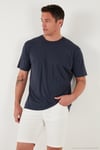 Modal Karışımlı Regular Fit Bisiklet Yaka Basic Erkek T Shirt 5902924 İNDİGO