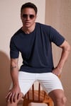 Modal Karışımlı Regular Fit Bisiklet Yaka Basic Erkek T Shirt 5902924 İNDİGO