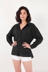 Modal Oversize Fit Uzun Kollu Kadın Gömlek 6834612 SİYAH