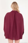 Modal Oversize Fit Uzun Kollu Kadın Gömlek 6834612 BORDO