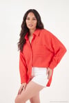 Modal Oversize Fit Uzun Kollu Kadın Gömlek 6834612 KIRMIZI