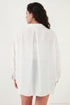 Modal Oversize Fit Uzun Kollu Kadın Gömlek 6834612 BEYAZ